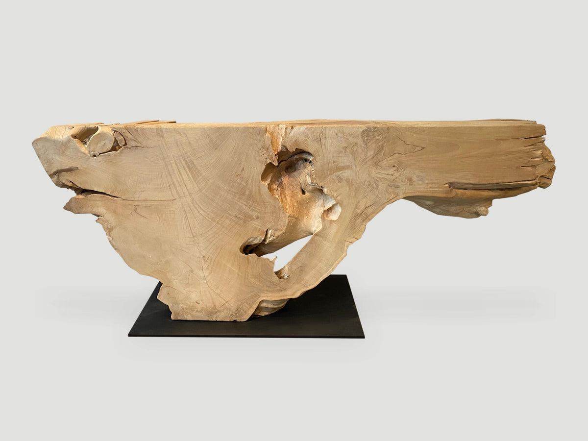 Massive Bleached Teak Console Table