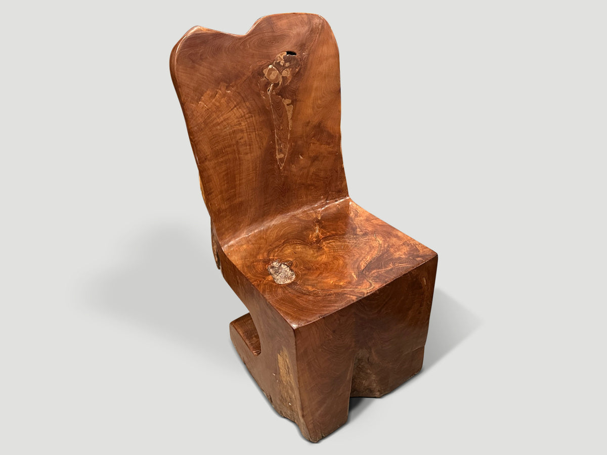 Sculptural Teak Wood Chair