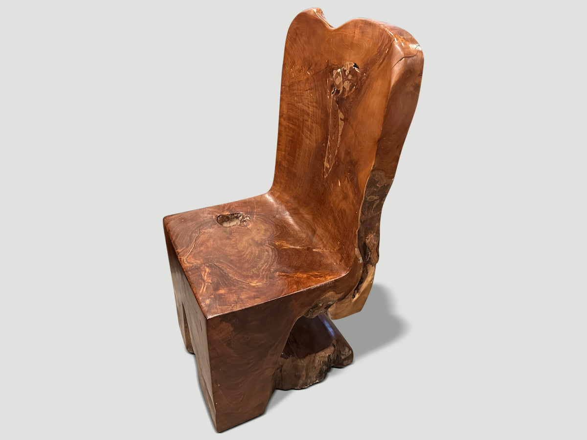 Sculptural Teak Wood Chair