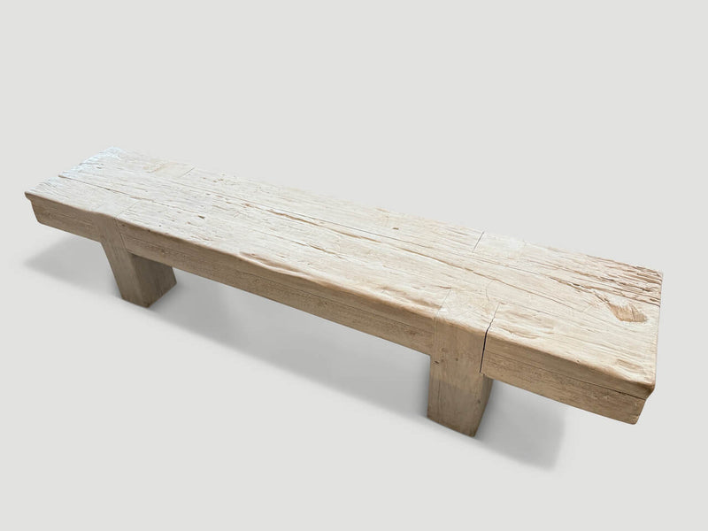 Bleached Teak Log Bench or Coffee Table