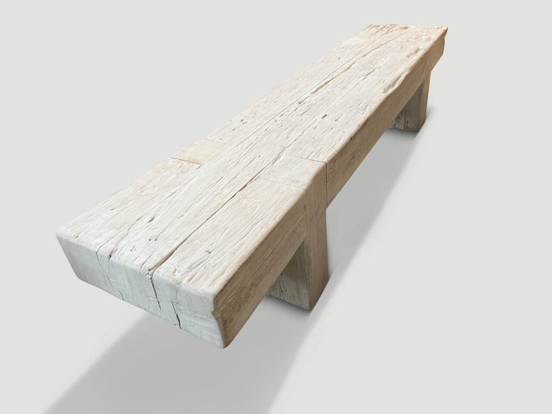 Bleached Teak Log Bench or Coffee Table