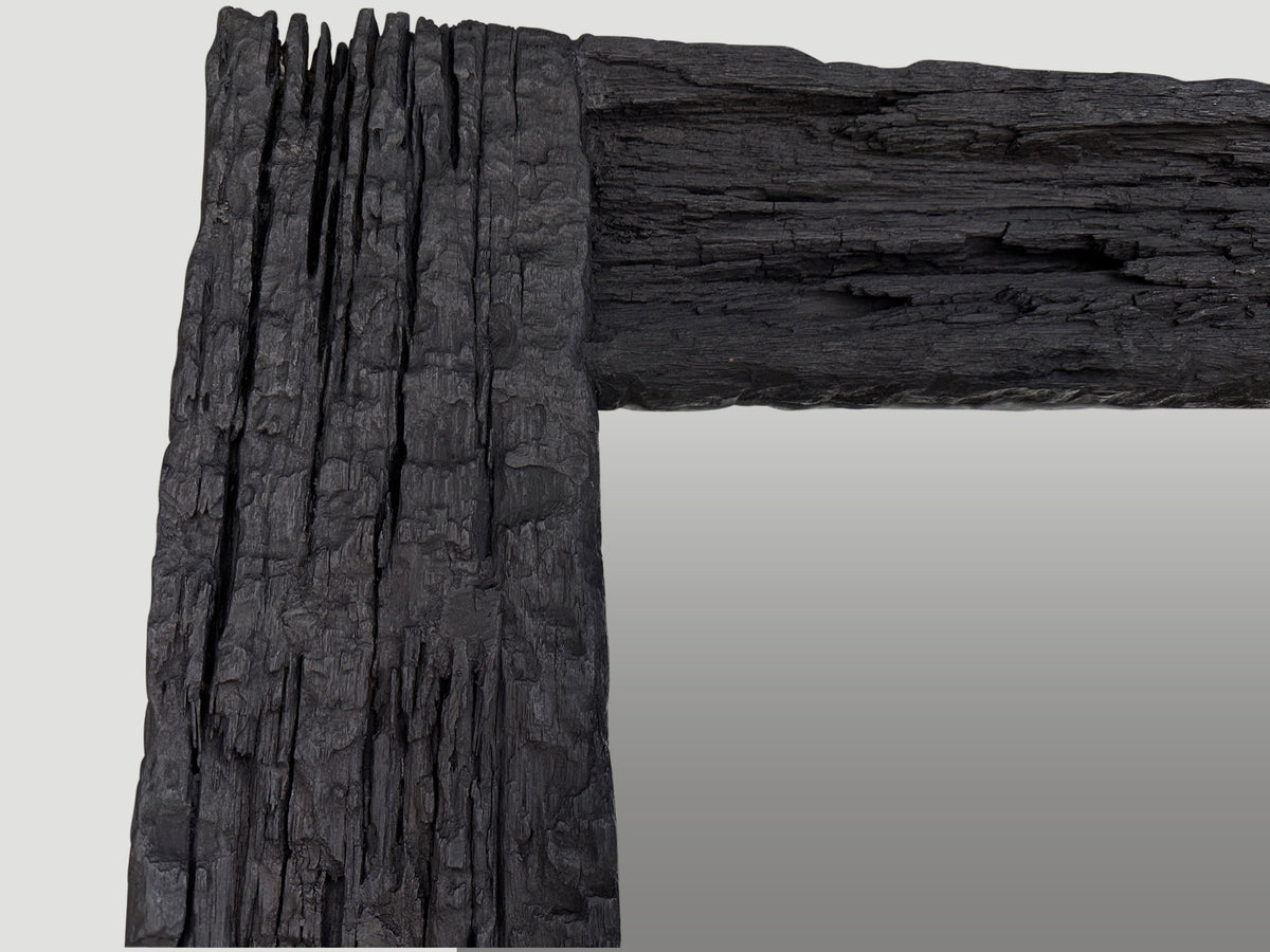 Charred Iron Wood Frame Mirror