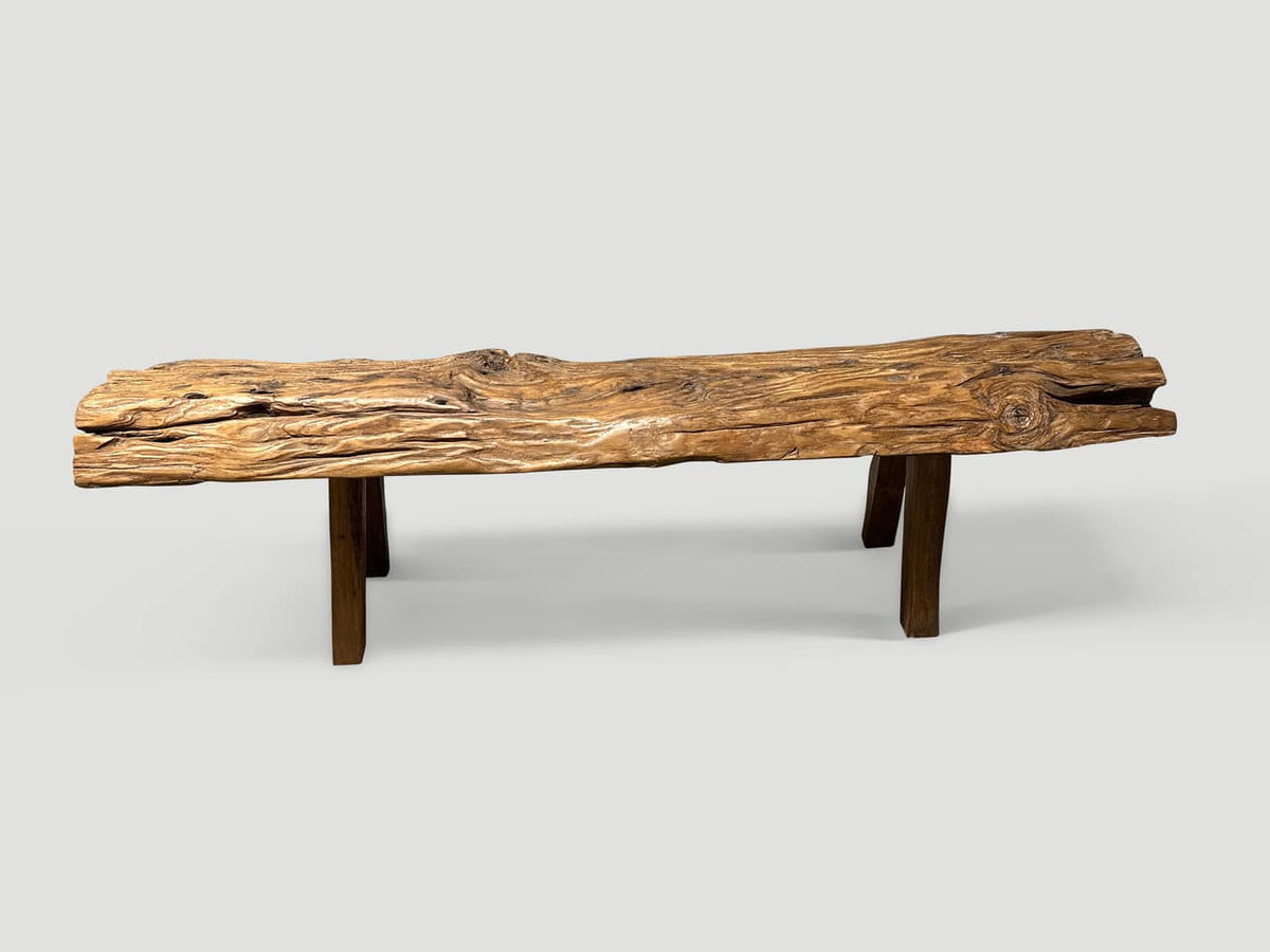 Antique Log Style Bench