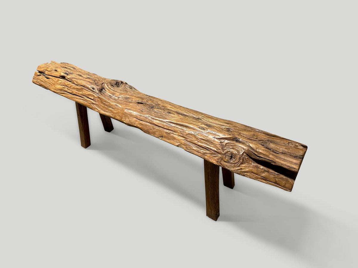 Antique Log Style Bench