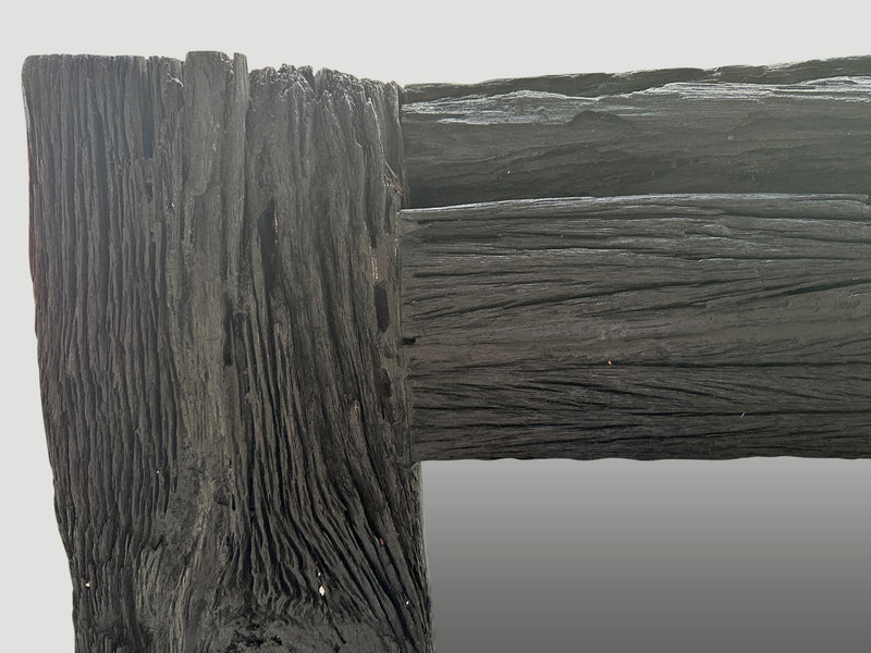 Charred Iron Wood Frame Mirror