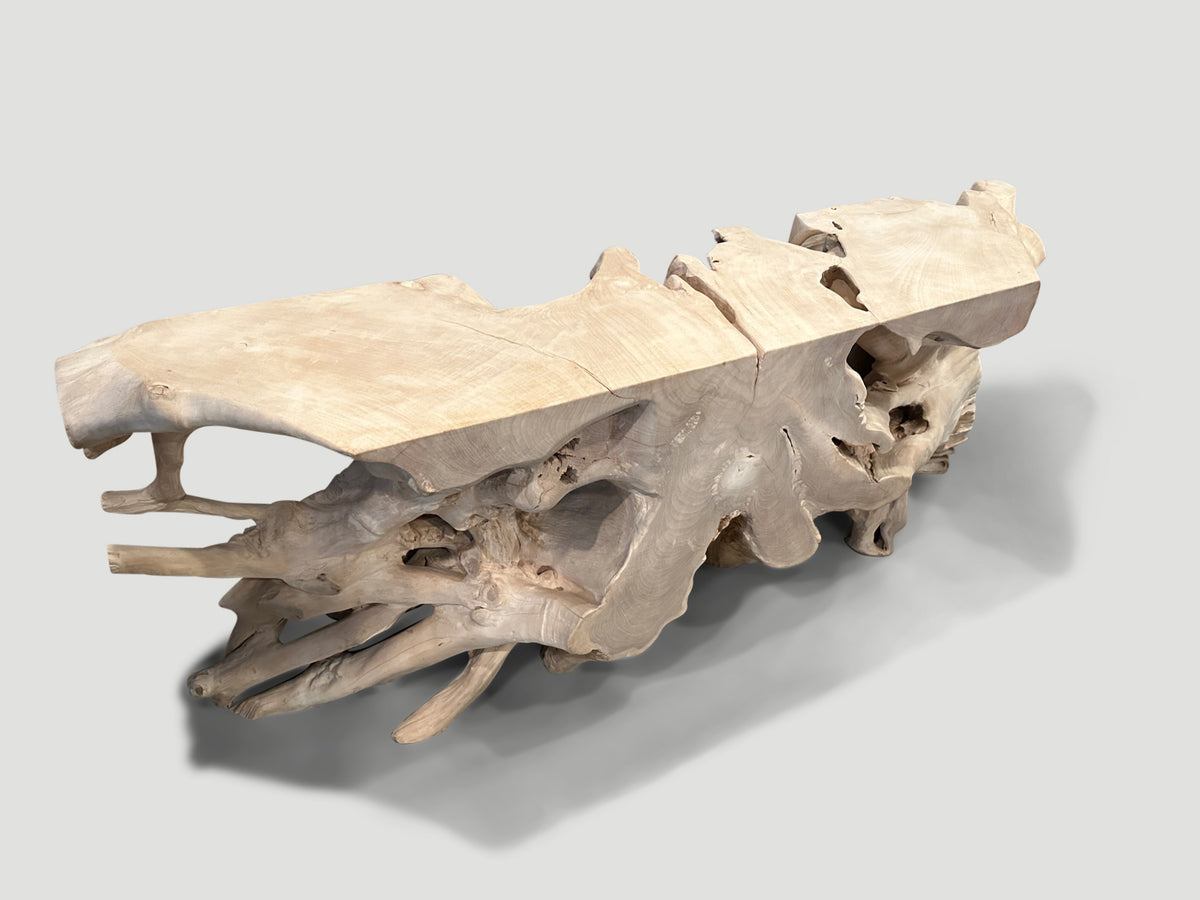 Impressive Bleached Teak Root Console Table