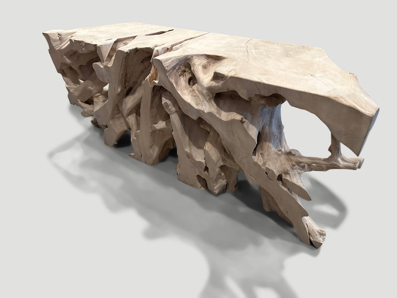 Impressive Bleached Teak Root Console Table