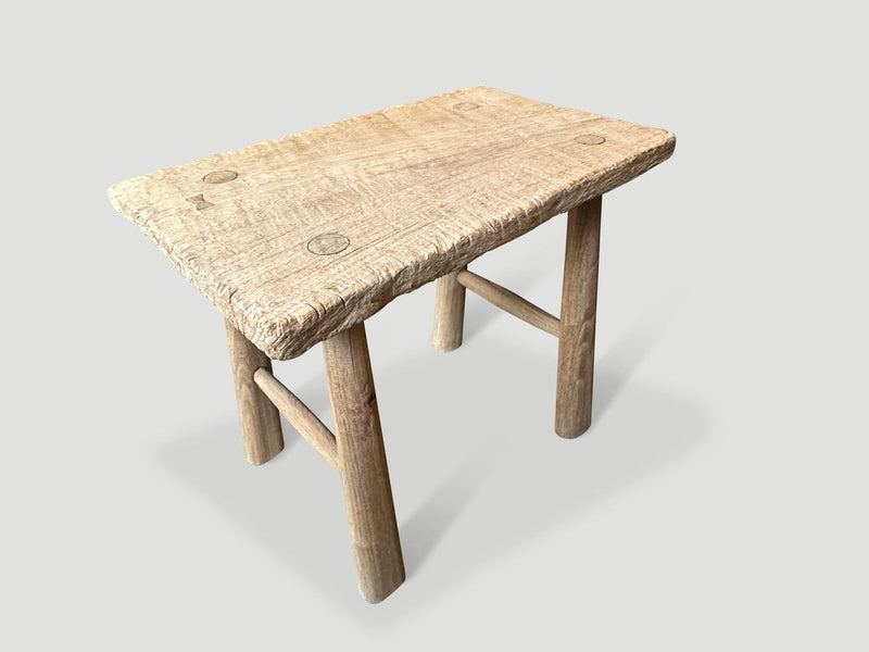 Bleached Teak Stool or Side Table