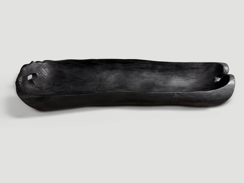 Sculptural Charred Teak Wood Vessel