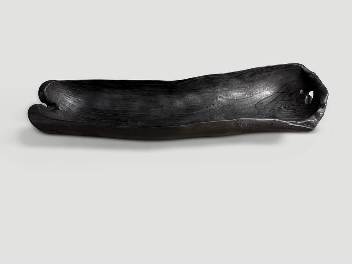 Sculptural Charred Teak Wood Vessel