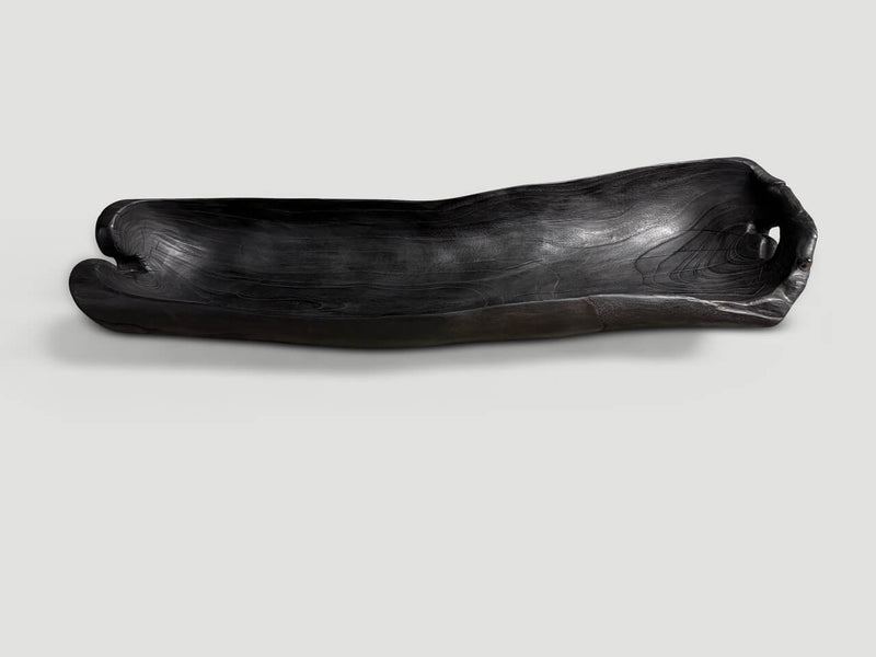 Sculptural Charred Teak Wood Vessel