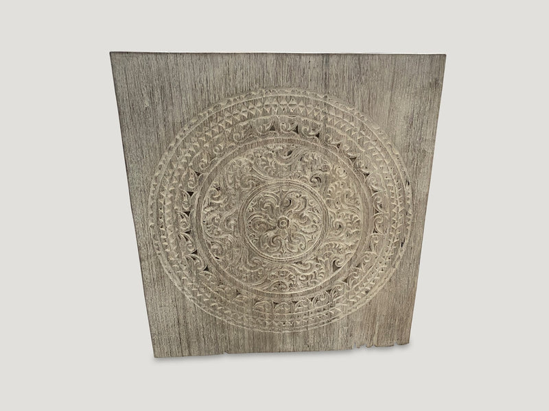 Antique White Washed Carved Panel