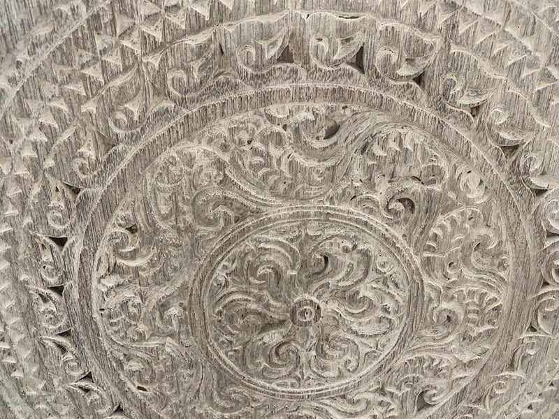 Antique White Washed Carved Panel