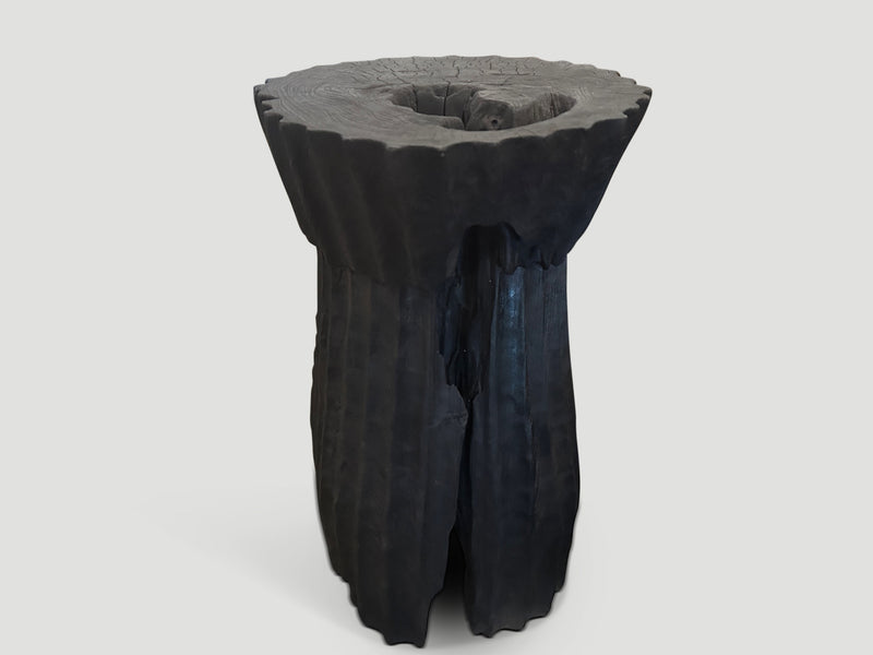Charred Minimalist Pedestal or Side Table