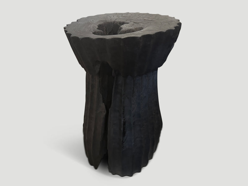Charred Minimalist Pedestal or Side Table
