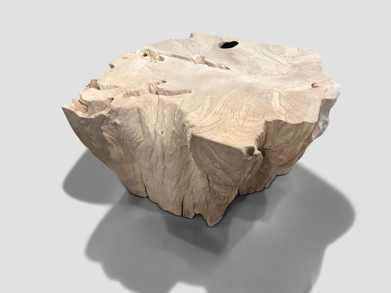 Bleached Teak Sculptural Coffee Table or Pedestal