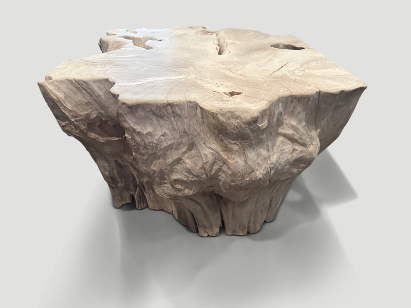 Bleached Teak Sculptural Coffee Table or Pedestal