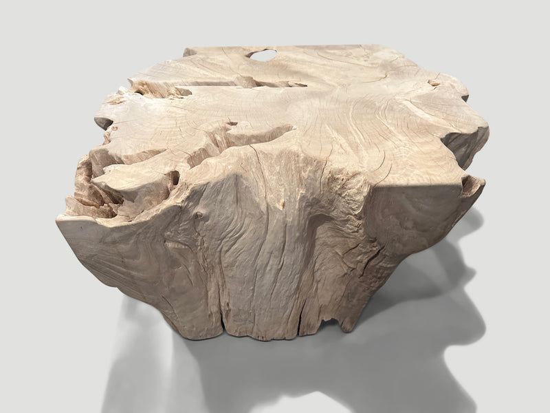 Bleached Teak Sculptural Coffee Table or Pedestal