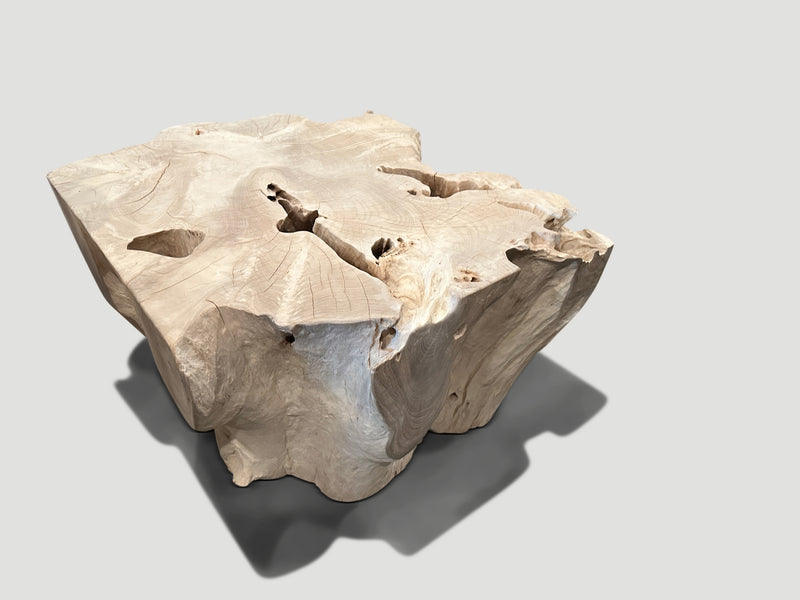 Bleached Teak Sculptural Coffee Table or Pedestal