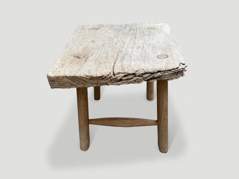 Bleached Teak Stool or Side Table