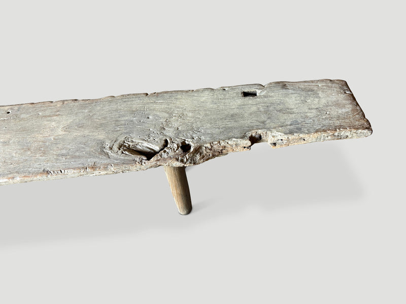 Impressive Wabi Sabi Long Teak Wood Bench