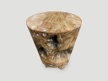 Organic Cerused Side Table or Pedestal