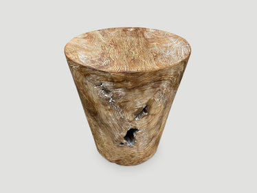 Organic Cerused Side Table or Pedestal