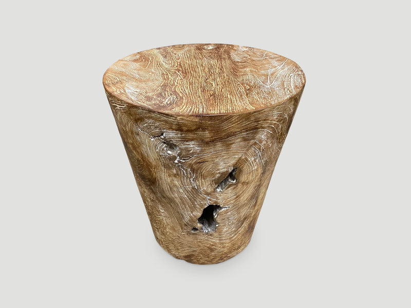 Organic Cerused Side Table or Pedestal