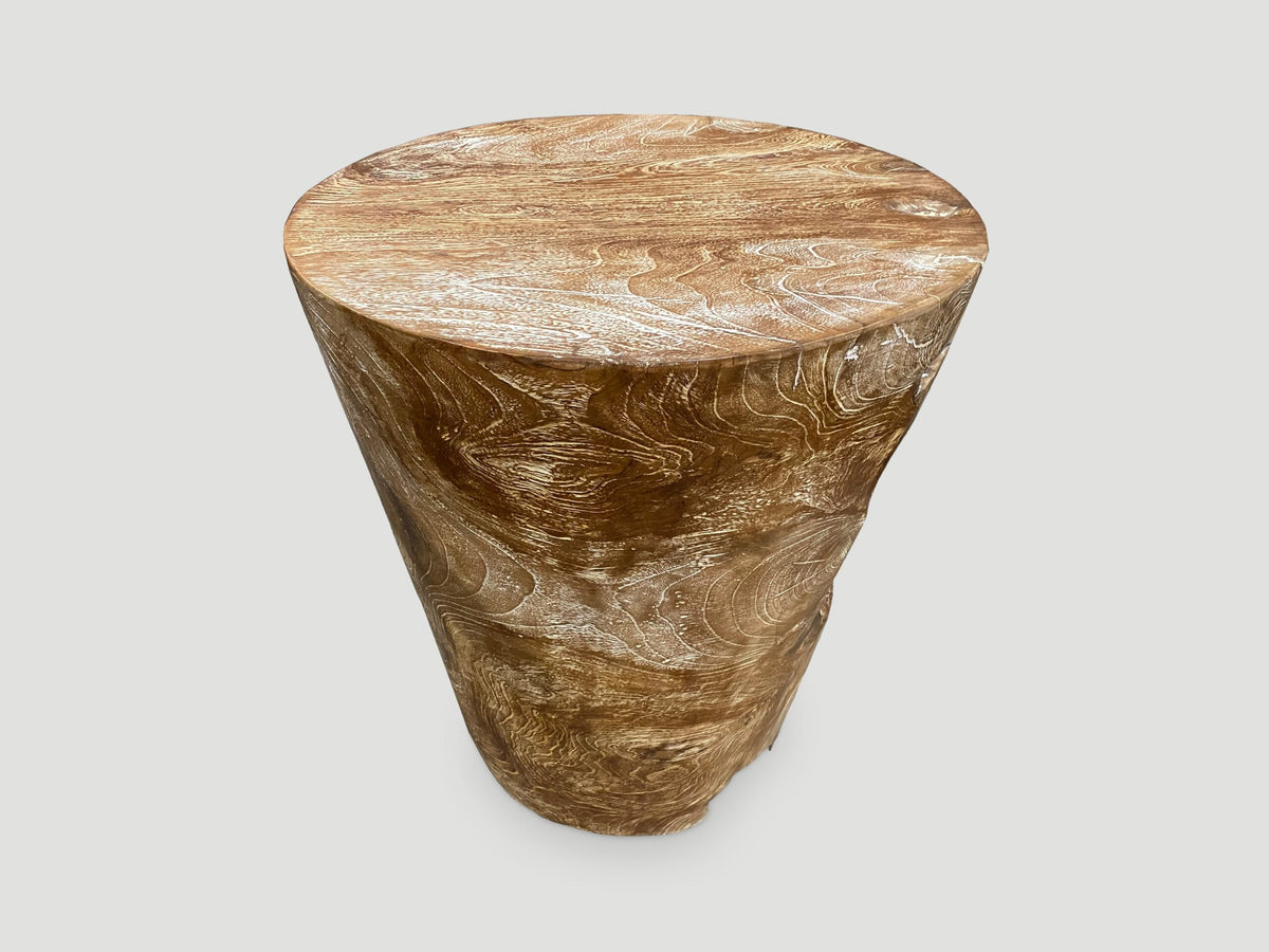 Organic Cerused Side Table or Pedestal