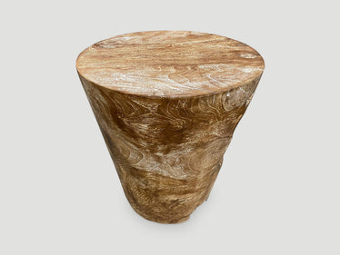 Organic Cerused Side Table or Pedestal