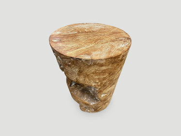 Organic Cerused Side Table or Pedestal