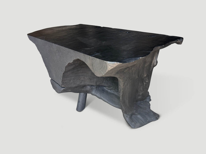 Sculptural Charred Console Table