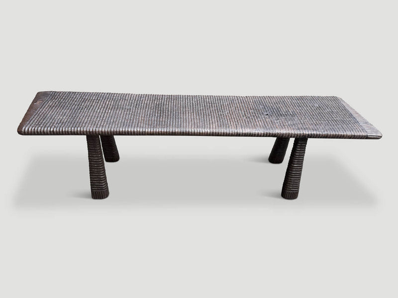 Impressive Minimalist Hand Carved Teak Bench