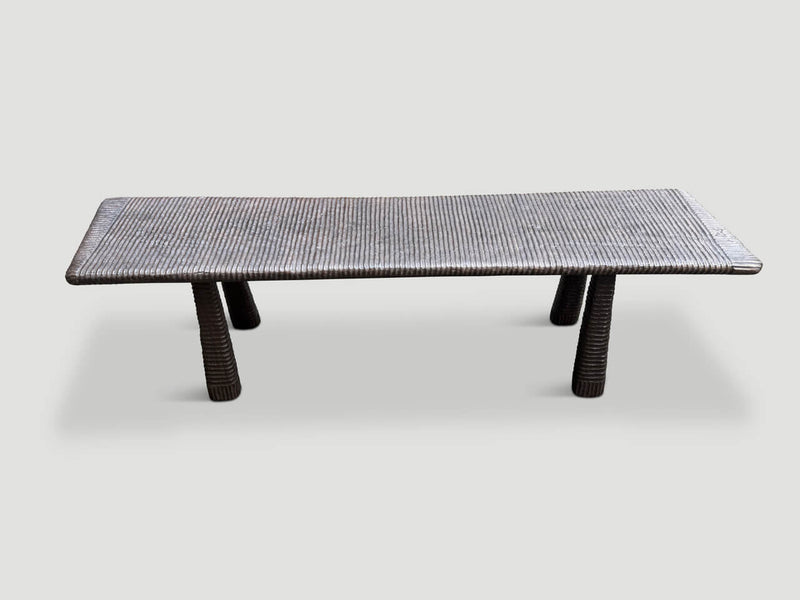Impressive Minimalist Hand Carved Teak Bench