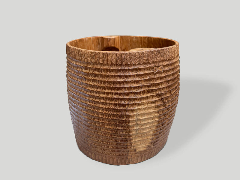 Hand Carved Side Table or Container