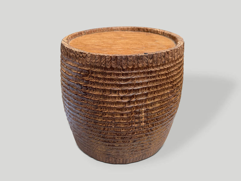 Hand Carved Side Table or Container