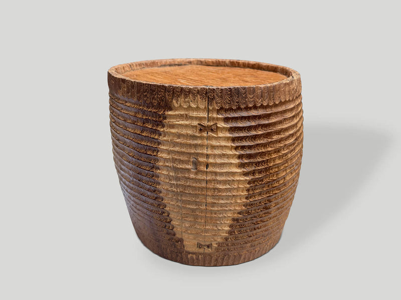 Hand Carved Side Table or Container