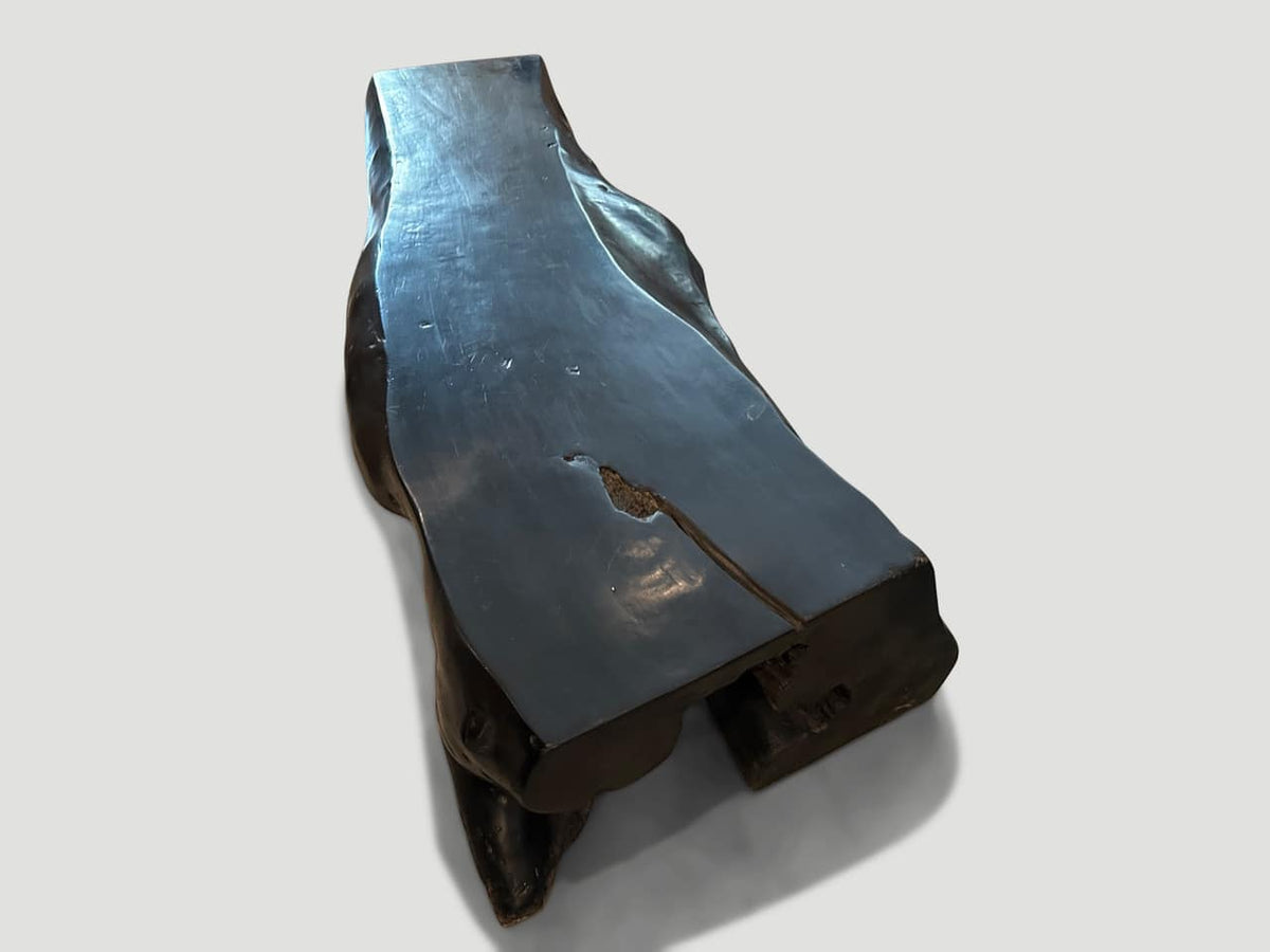 Log Style Live Edge Charred Bench