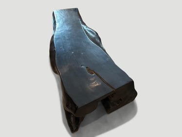 Log Style Live Edge Charred Bench