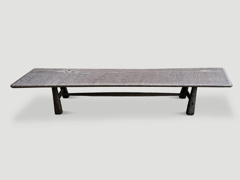 Impressive Minimalist Hand Carved Teak Bench