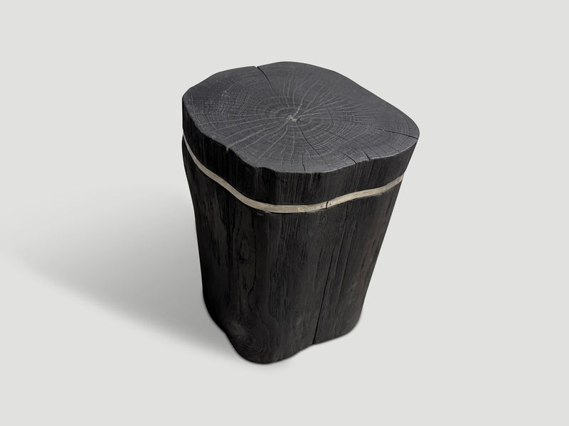 Minimalist Charred and Silver Side Table
