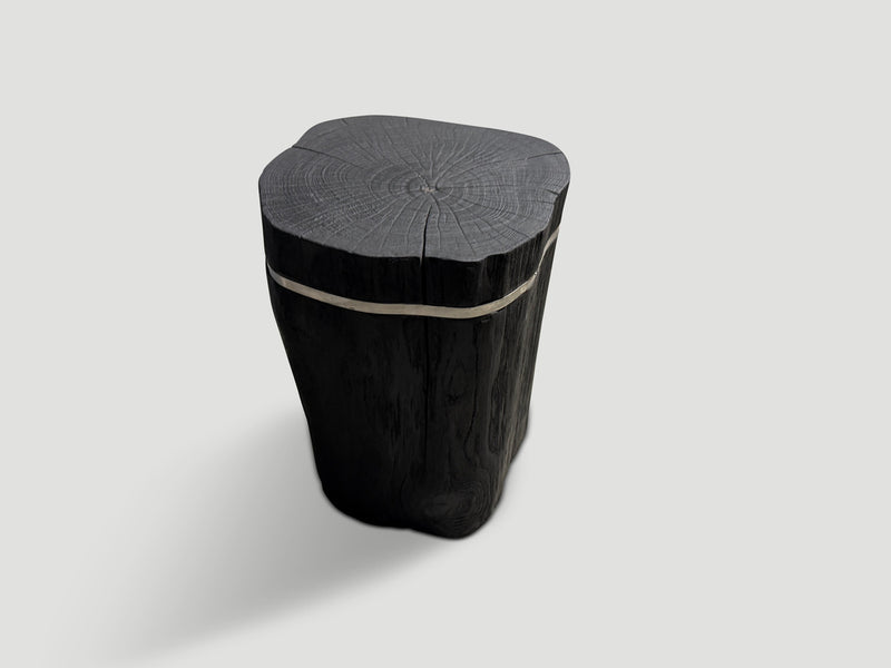 Minimalist Charred and Silver Side Table