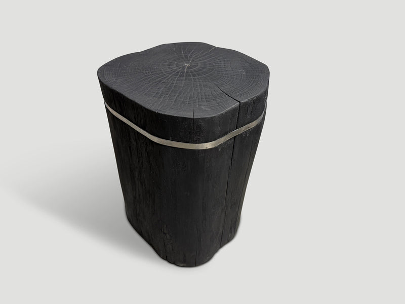 Minimalist Charred and Silver Side Table