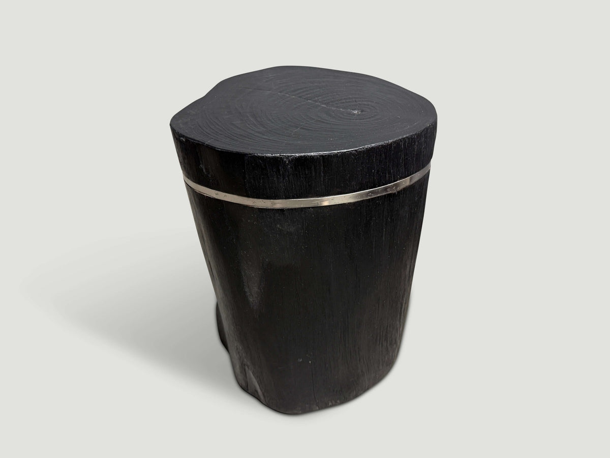 Minimalist Charred and Silver Side Table
