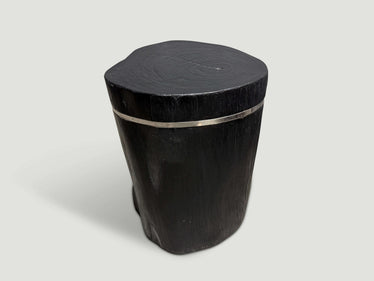 Minimalist Charred and Silver Side Table
