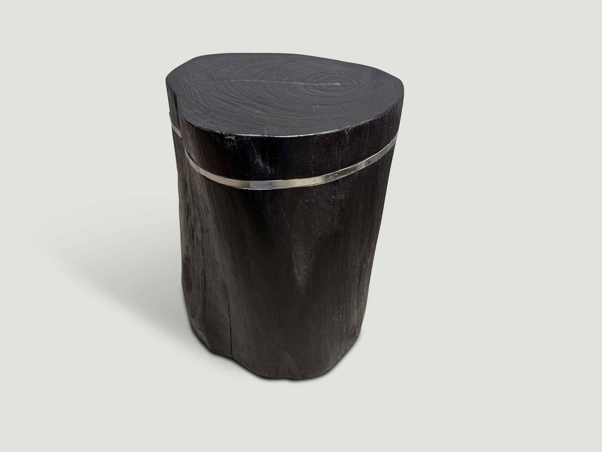 Minimalist Charred and Silver Side Table