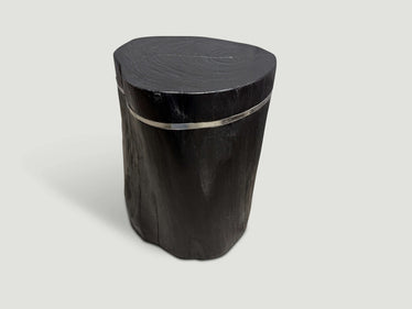 Minimalist Charred and Silver Side Table