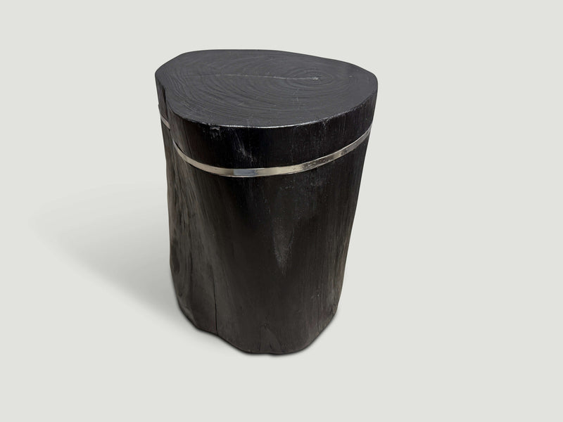Minimalist Charred and Silver Side Table