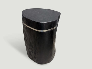 Minimalist Charred and Silver Side Table