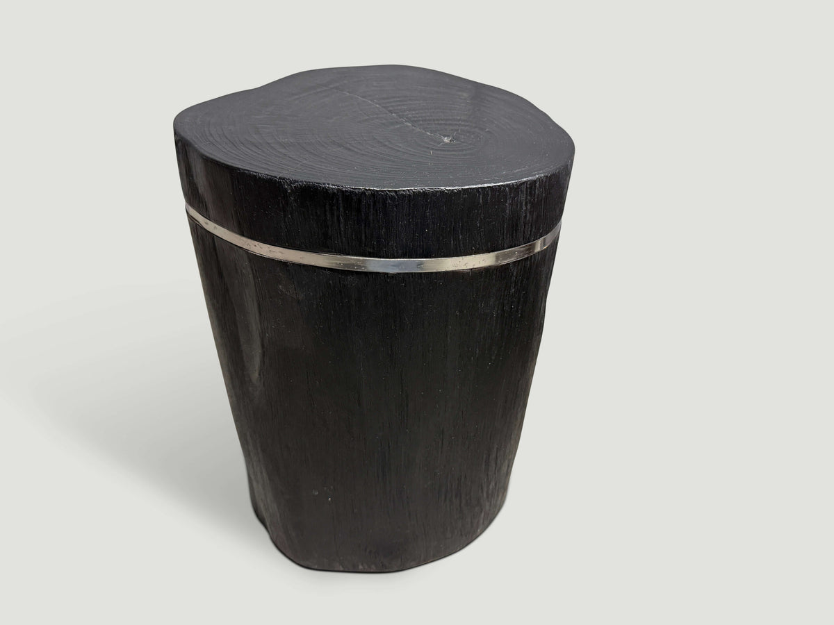 Minimalist Charred and Silver Side Table